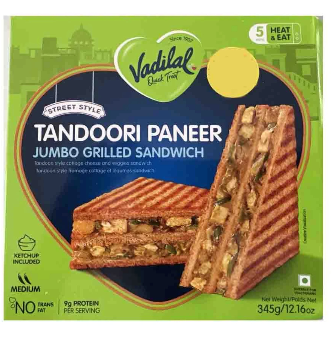 Vadilal tandoori paneer grilled sandwich345g